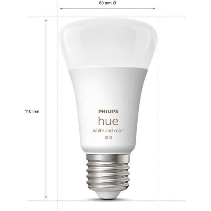 Philips Hue White and Color Ambiance Kit de démarrage 2 ampoules E27 75W Bluetooth fonctionne avec Alexa Google