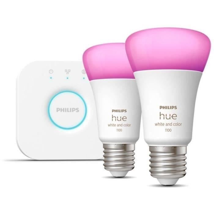 Philips Hue White and Color Ambiance Kit de démarrage 2 ampoules E27 75W Bluetooth fonctionne avec Alexa Google