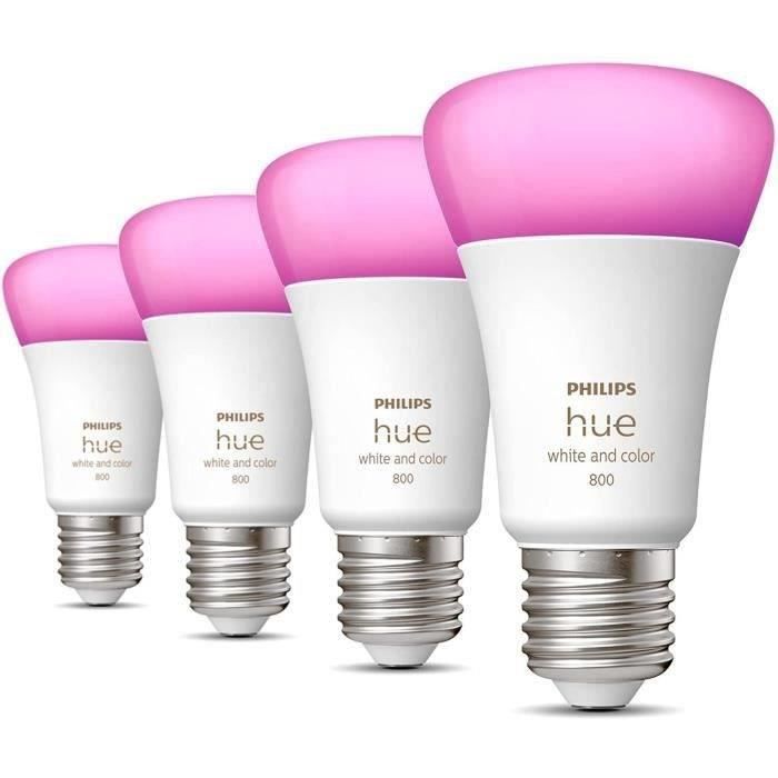 Philips Hue White & Color Ambiance ampoule LED connectée E27 équivalent 60W 800 lumen Pack de 4 compatible Bluetooth