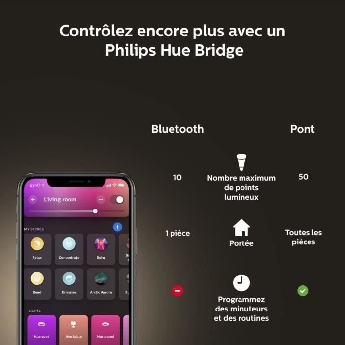 Philips Hue White & Color Ambiance ampoule LED connectée E27 équivalent 60W 800 lumen Pack de 4 compatible Bluetooth