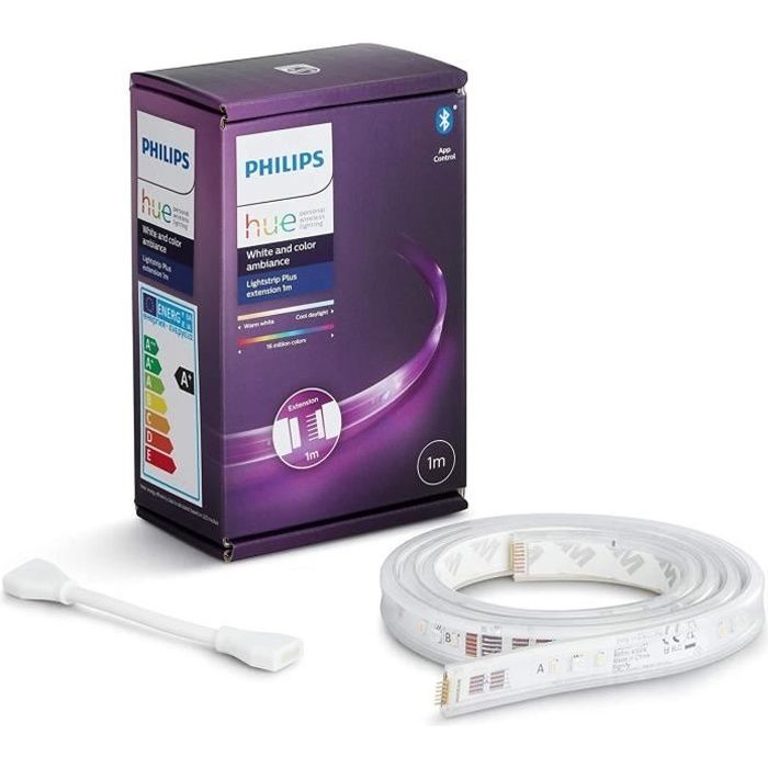 Philips Hue White & Color Ambiance Indoor LightStrips extension 1m V4 fonctionne avec Alexa Google Assistant et Apple