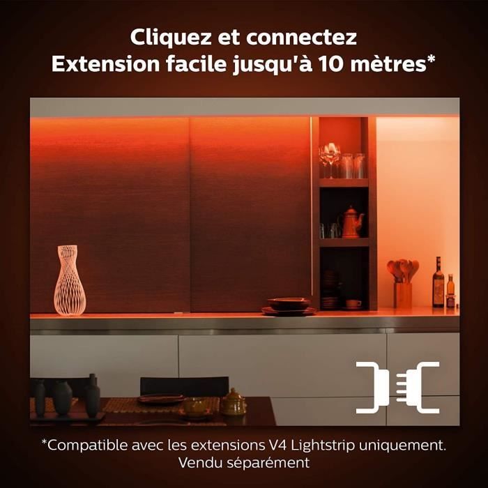 Philips Hue White & Color Ambiance Indoor LightStrips extension 1m V4 fonctionne avec Alexa Google Assistant et Apple