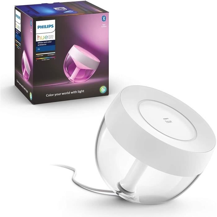 Philips Hue White & Color Ambiance Iris compatible Bluetooth Blanc fonctionne avec Alexa Google Assistant et Apple