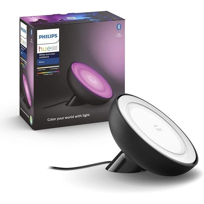 Philips Hue White & Color Ambiance lampe Bloom Noir compatible Bluetooth fonctionne avec Alexa Google et Homekit