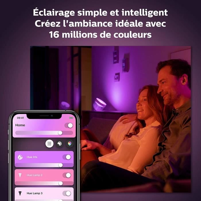 Philips Hue White & Color Ambiance lampe Iris compatible Bluetooth Noir fonctionne avec Alexa Google Assistant et Apple