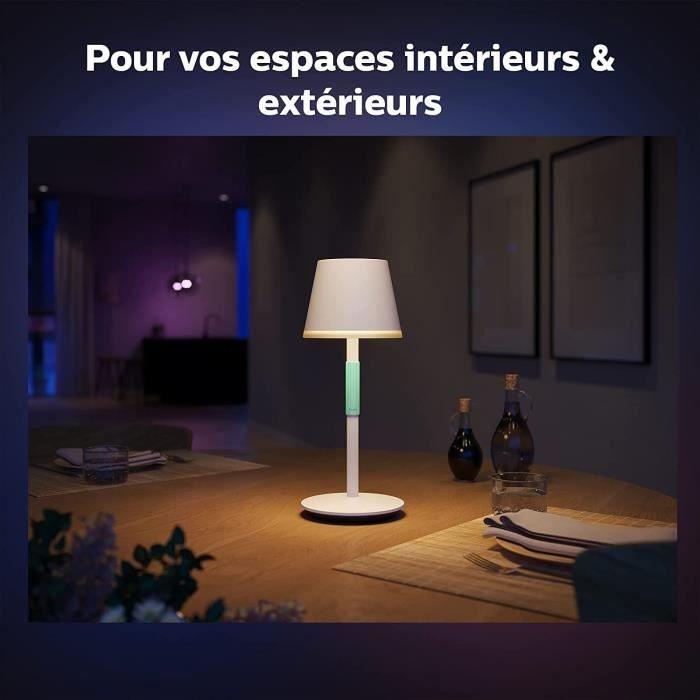 Philips White and Color Ambiance, lampe a poser portable Hue Belle, compatible Bluetooth, blanche - Paloma Tech