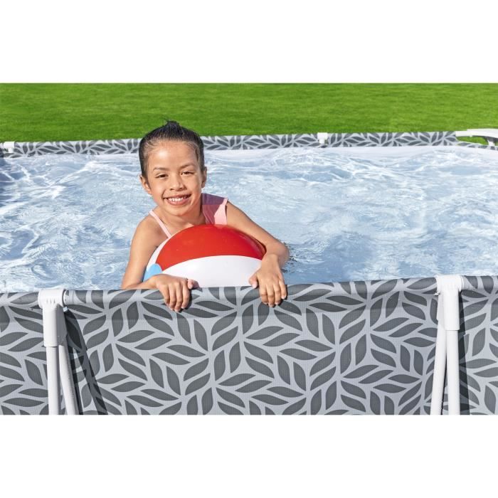 Piscine hors sol tubulaire BESTWAY - Steel Pro - 366 x 201 x 66 cm - Rectangulaire - décor graphique