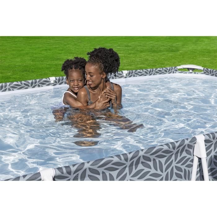 Piscine hors sol tubulaire BESTWAY - Steel Pro - 366 x 201 x 66 cm - Rectangulaire - décor graphique