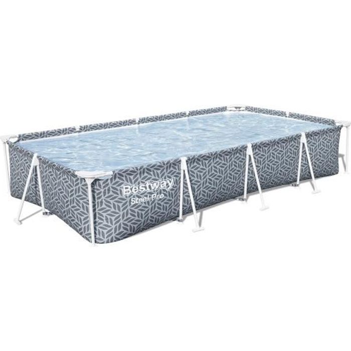 Piscine hors sol tubulaire BESTWAY - Steel Pro - 366 x 201 x 66 cm - Rectangulaire - décor graphique