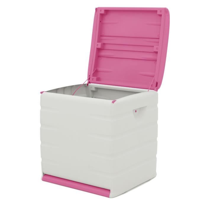 PLASTIKEN Coffre de rangement Space Saver avec roulettes et cadenas - Contenance 190 L - Coloris fuchsia PLASTIKEN