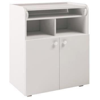 POLINI KIDS AMELI Commode a langer POLSKA 2 portes avec plan rabattable blanc - Paloma Tech