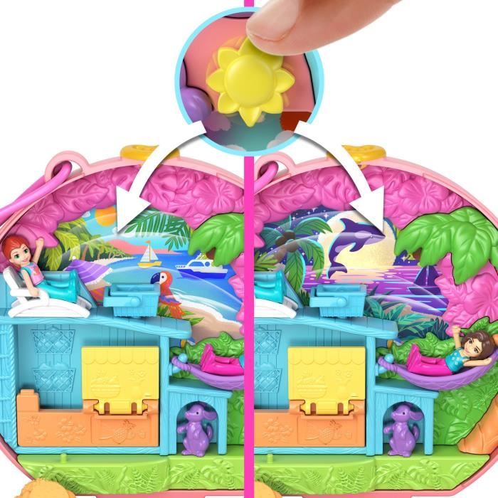 Polly Pocket-Aventure en Mobylette-Coffret 2 mini-figurines et animal HWN98