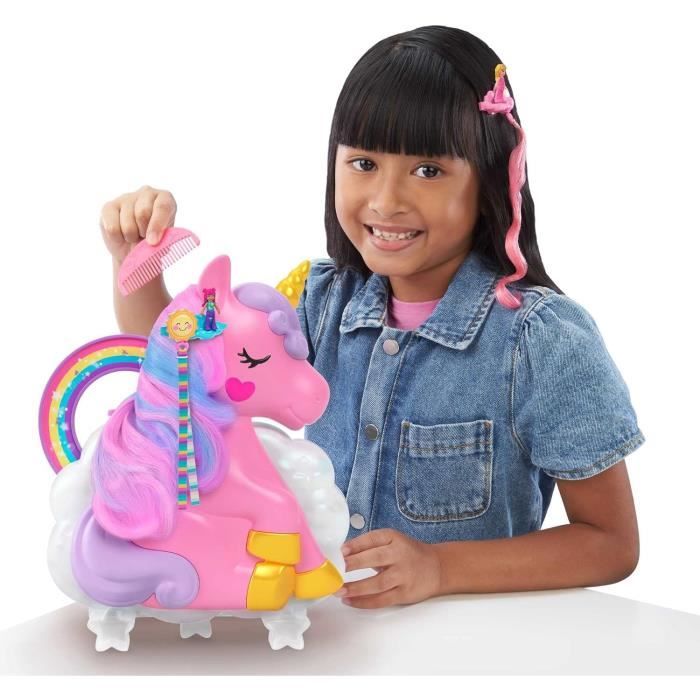 Polly Pocket-Licorne Arc-en-ciel-Coffret 2 poupées et tete a coiffer HYD97