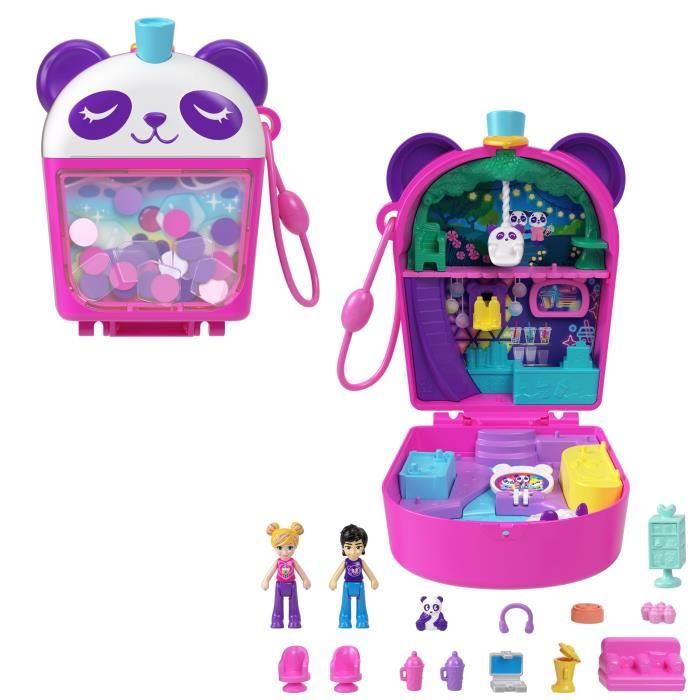 Polly Pocket-Panda Bubble Tea-Coffret avec 2 mini-figurines et panda HWN95