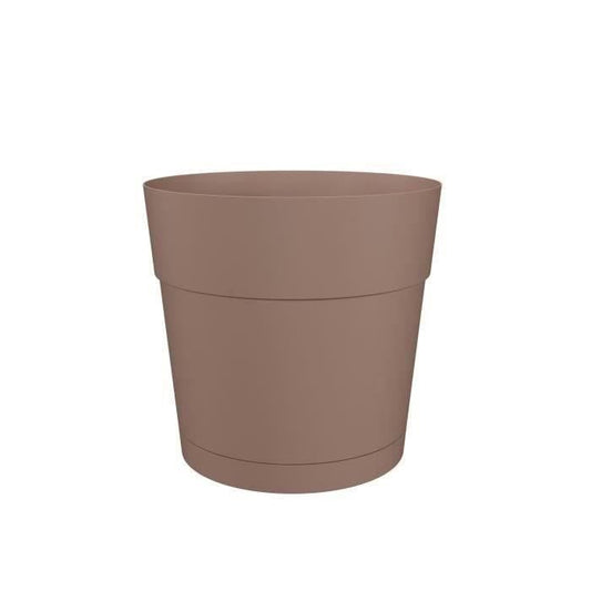 Pot a fleurs et plantes rond CAPRI LARGE - Plastique - Réservoir d'eau - diametre 35 cm - Taupe - ARTEVASI ARTEVASI