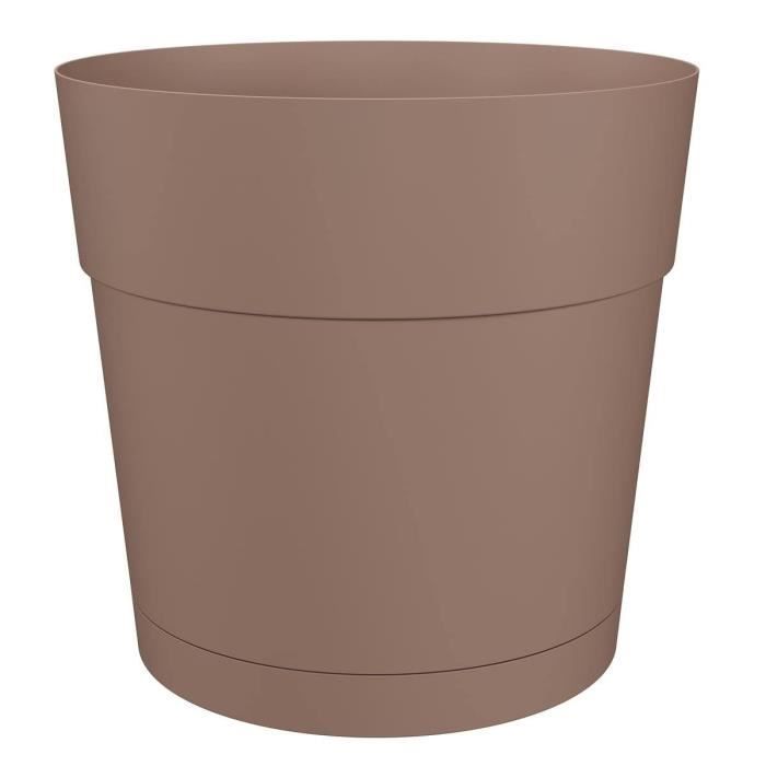 Pot a fleurs et plantes rond CAPRI LARGE - Plastique - Réservoir d'eau - diametre 30 cm - Taupe - ARTEVASI ARTEVASI