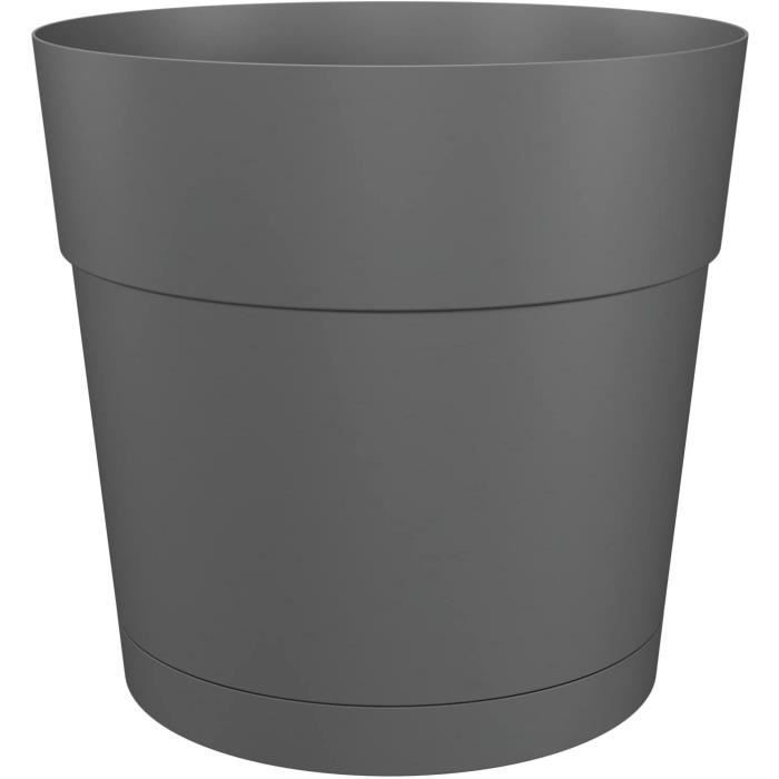 Pot a fleurs et plantes rond CAPRI LARGE - Plastique - Réservoir d'eau - diametre 40 cm - Anthracite - ARTEVASI ARTEVASI