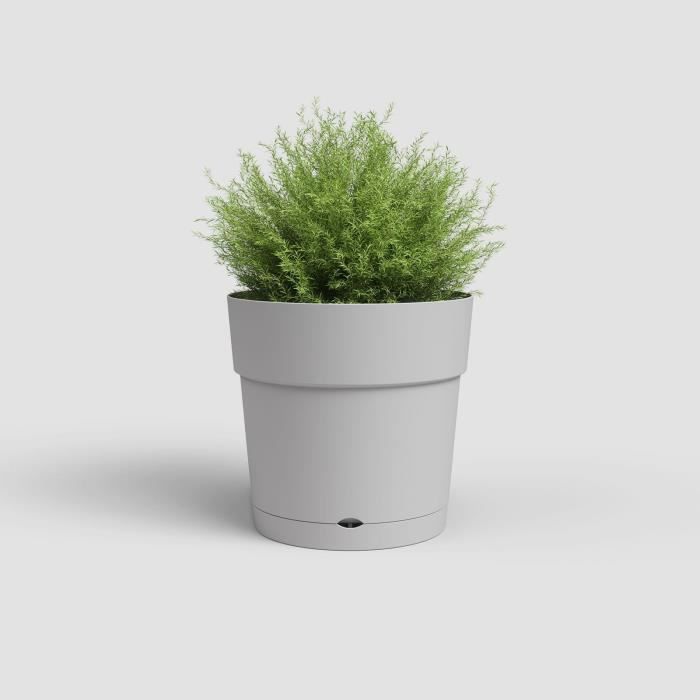 Pot a fleurs et plantes rond CAPRI LARGE - Plastique - Réservoir d'eau - diametre 30 cm - Gris clair - ARTEVASI ARTEVASI