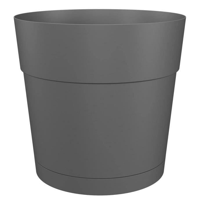 Pot a fleurs et plantes rond CAPRI LARGE - Plastique - Réservoir d'eau - diametre 30 cm - Anthracite - ARTEVASI ARTEVASI