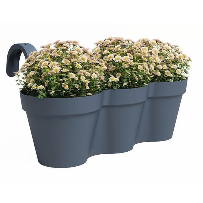 Pot ARTEVASI - CAPRI TRIPLE - Balcon - Bleu Ardoise - L54 x P30,5 x H28 cm ARTEVASI