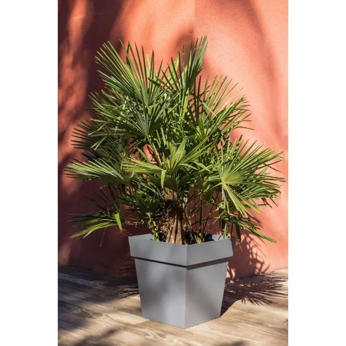 Pot carré Toscane - EDA PLASTIQUE - 50 cm - 87 L - Gris Anthracite EDA PLASTIQUE