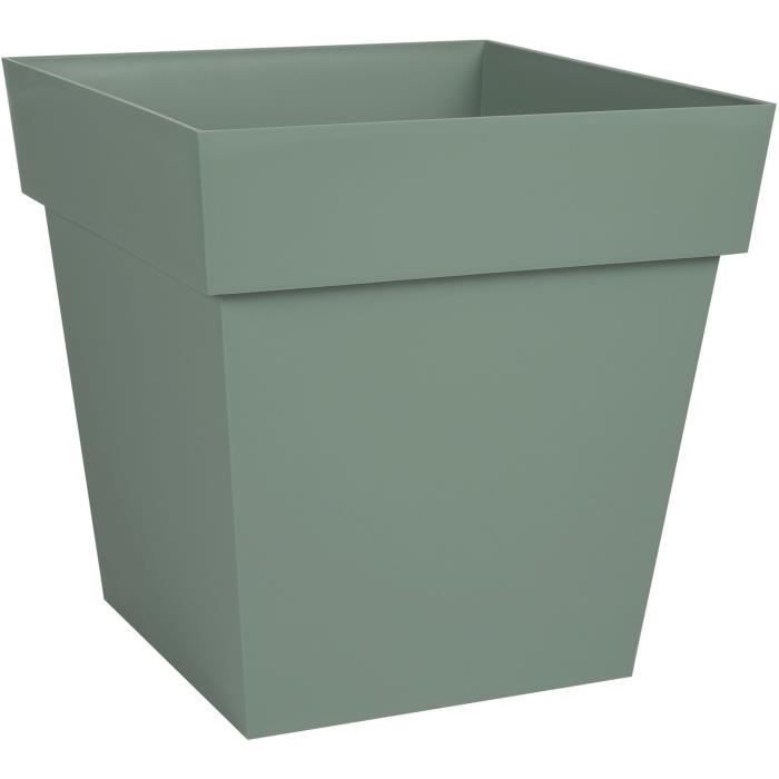 Pot de fleur carré Toscane - EDA PLASTIQUE - 32 x 32 x H 32 cm - 22 L - Vert laurier EDA PLASTIQUE