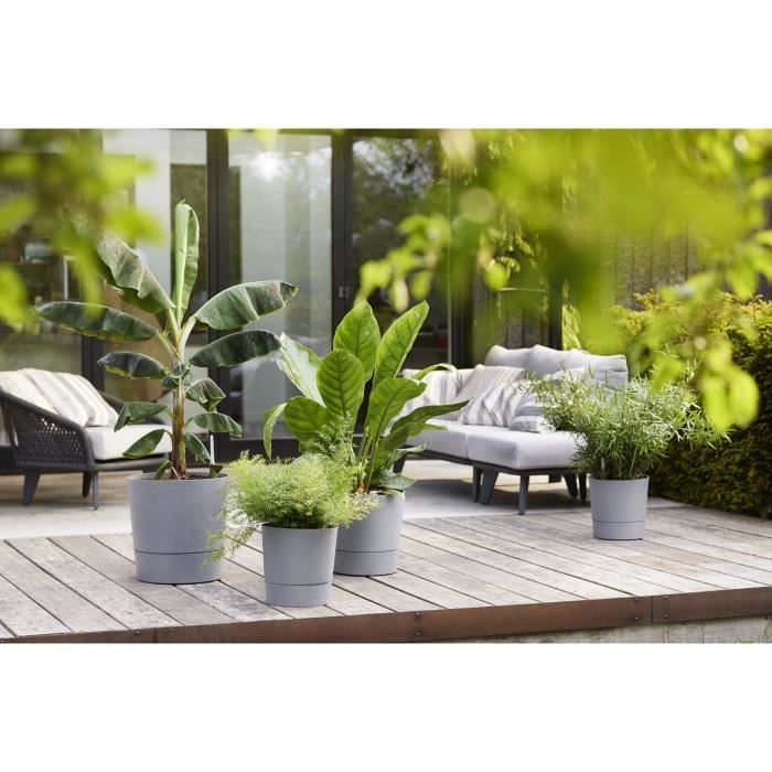 Pot de fleur Elho Plastique Carré Greensense Aqua Care Ciment Clair Ø 43 x H 42.5 cm 39 L ELHO GIVE Room TO Nature