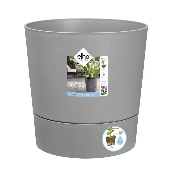 Pot de fleur Elho Plastique Carré Greensense Aqua Care Ciment Clair 29,5 x 29,,5 x H 29,1 cm 15 L ELHO GIVE Room TO Nature