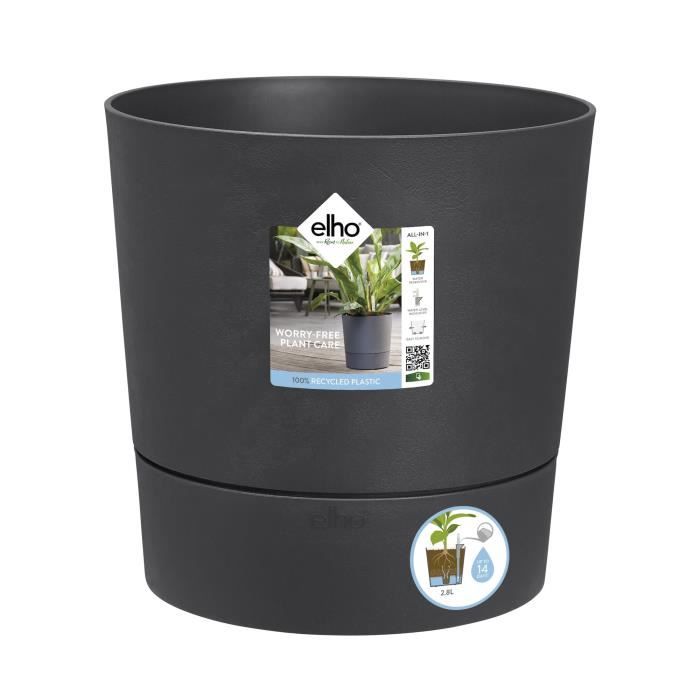 Pot de fleur Elho Plastique Carré Greensense Aqua Care Gris Charbon 29,5 x 29,,5 x H 29,1 cm 15 L ELHO GIVE Room TO Nature