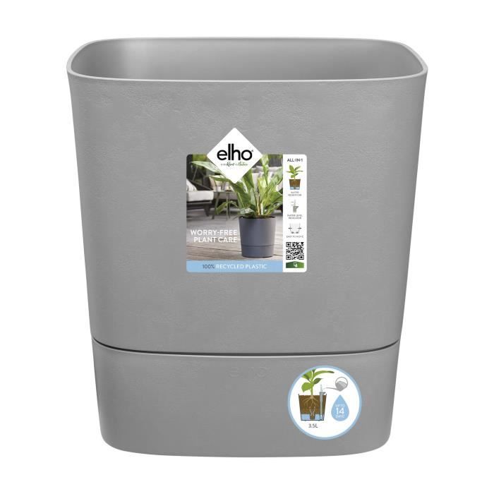 Pot de fleur Elho Plastique Carré Greensense Aqua Care Vert Jungle 29,5 x 29,5 x H 30,2 cm 15 L ELHO GIVE Room TO Nature