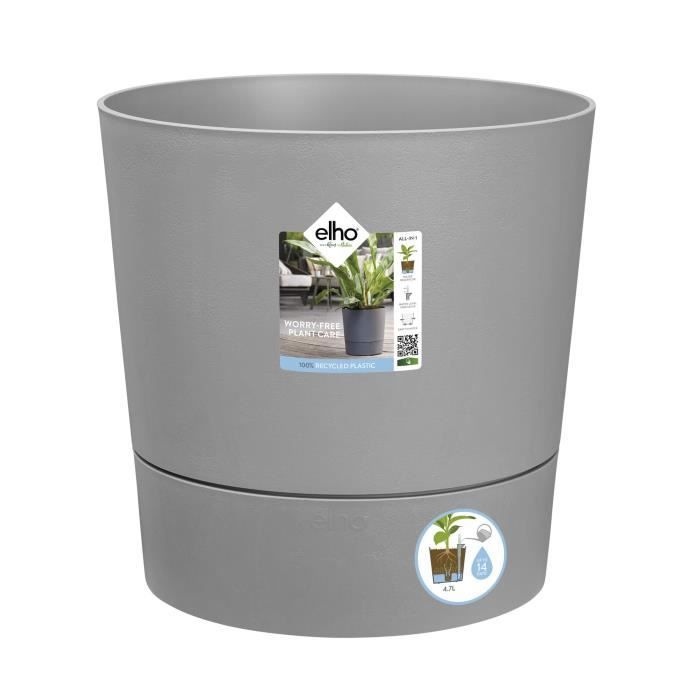 Pot de fleur Elho Plastique Rond Greensense Aqua Care Ciment Clair Ø 34.5 x H 34.1 cm 35 L ELHO GIVE Room TO Nature