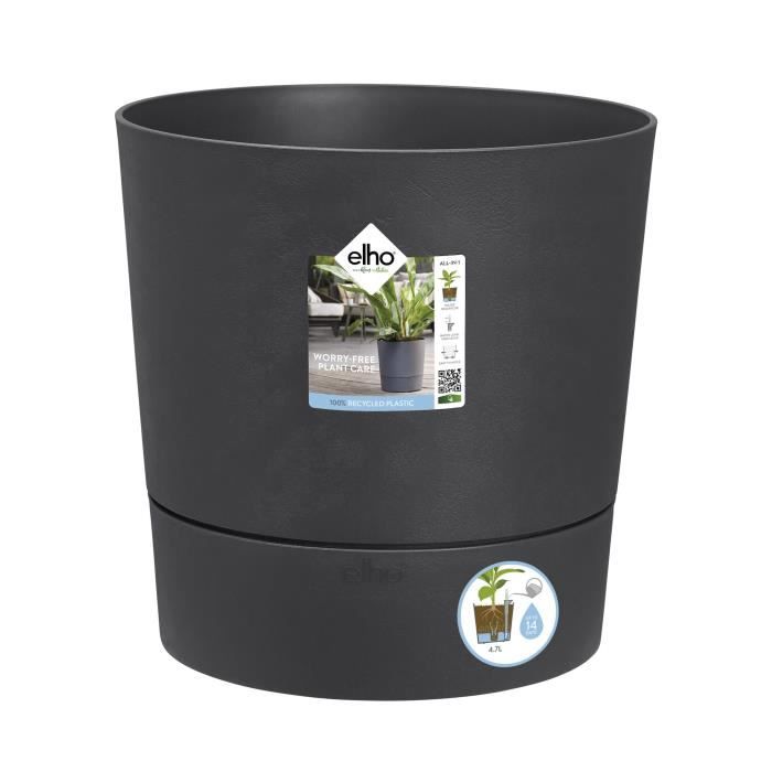 Pot de fleur Elho Plastique Rond Greensense Aqua Care Gris Charbon Ø 34.5 x H 34.1 cm 35 L ELHO GIVE Room TO Nature