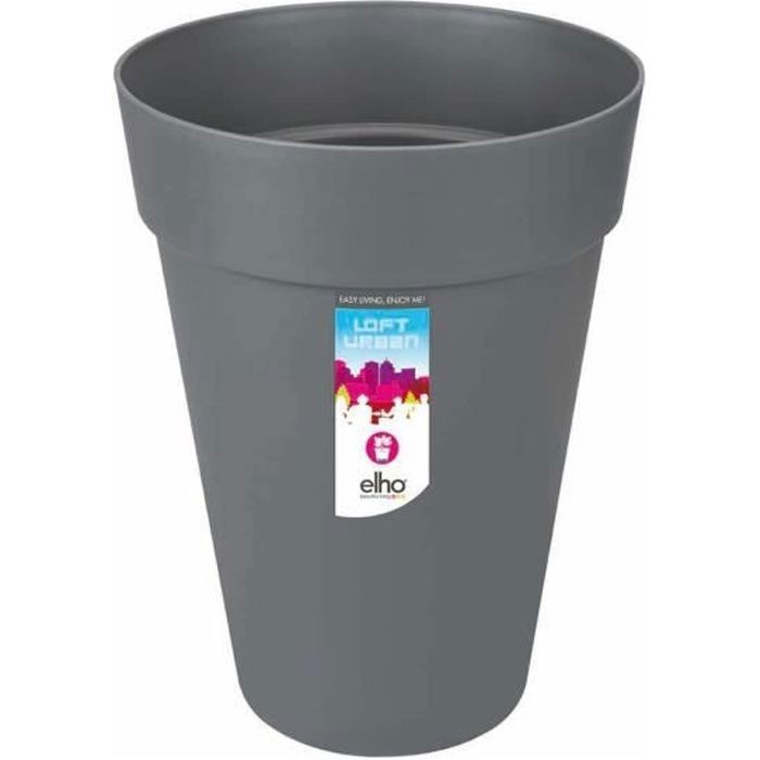 Pot de fleur Elho Plastique Rond Loft Urban Gris anthracite Ø 34 x 45,6 cm 23 l ELHO GIVE Room TO Nature