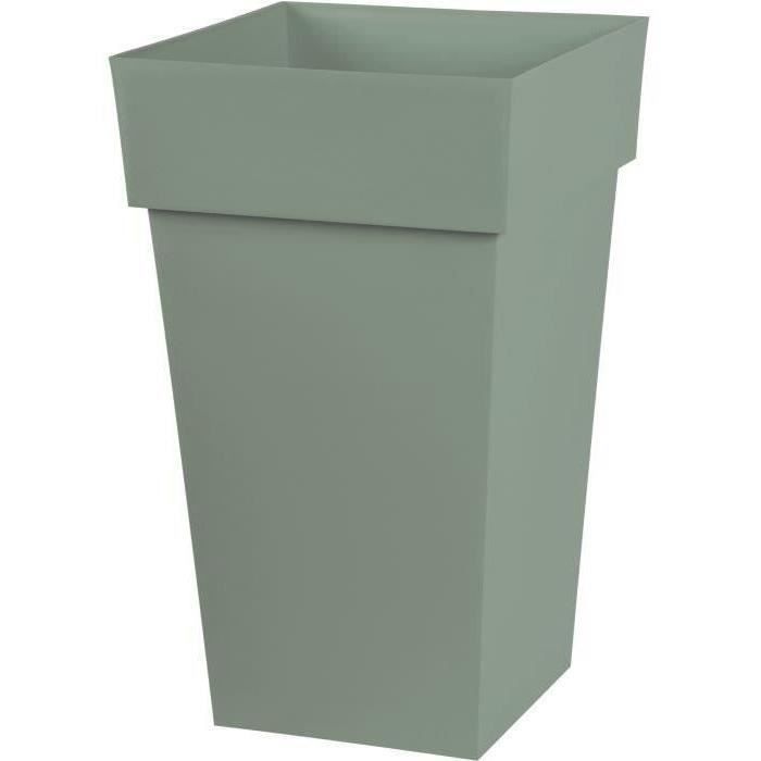 Pot de fleur haut carré Toscane - EDA PLASTIQUE - 39 x 39 x H 65 cm - 62 L - Vert laurier EDA PLASTIQUE