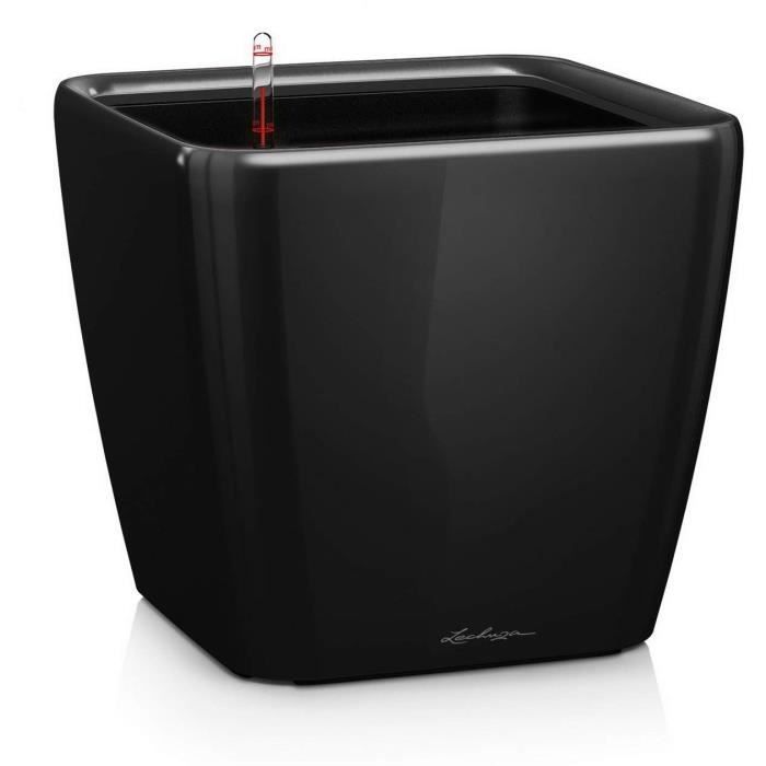 Pot de fleur - LEC - Quadro Premium LS 50 - noir brillant - avec réserve d’eau - 50 x 50 x 46,5 cm