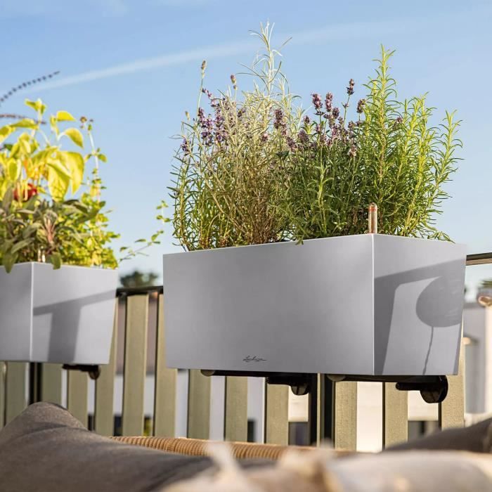 Pot de fleur LECHUZA Balconera Steel 50 gris perle satiné