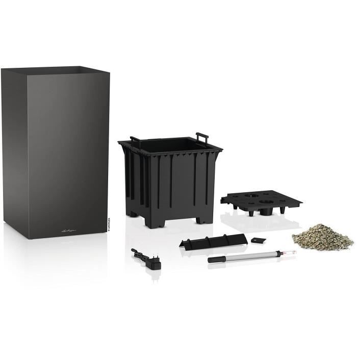 Pot de fleur LECHUZA Canto Premium Colonne 40 - kit complet LED anthracite métallisé