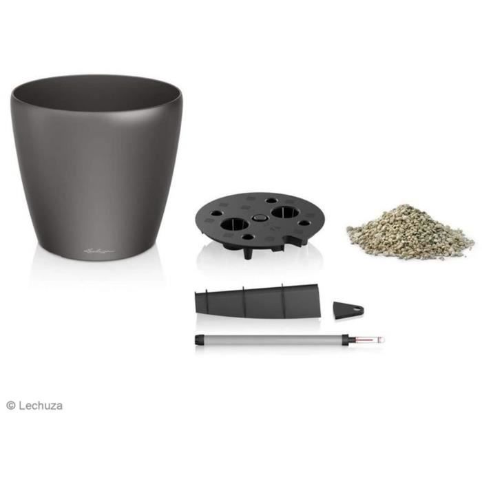 Pot de fleur LECHUZA Classico Premium 60 - kit complet anthracite métallisé