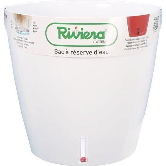 Pot de fleur rond Eva New en plastique - RIVIERA - Ø 31 cm - 14,5 L - Blanc RIVIERA