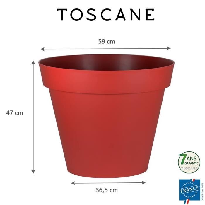 Pot de fleur rond Toscane - EDA - Ø 60 x H 47 cm - 76 L - Rouge rubis EDA PLASTIQUE