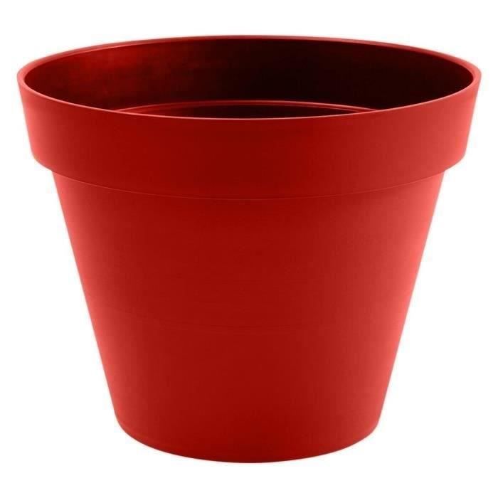 Pot de fleur rond Toscane - EDA - Ø 60 x H 47 cm - 76 L - Rouge rubis EDA PLASTIQUE