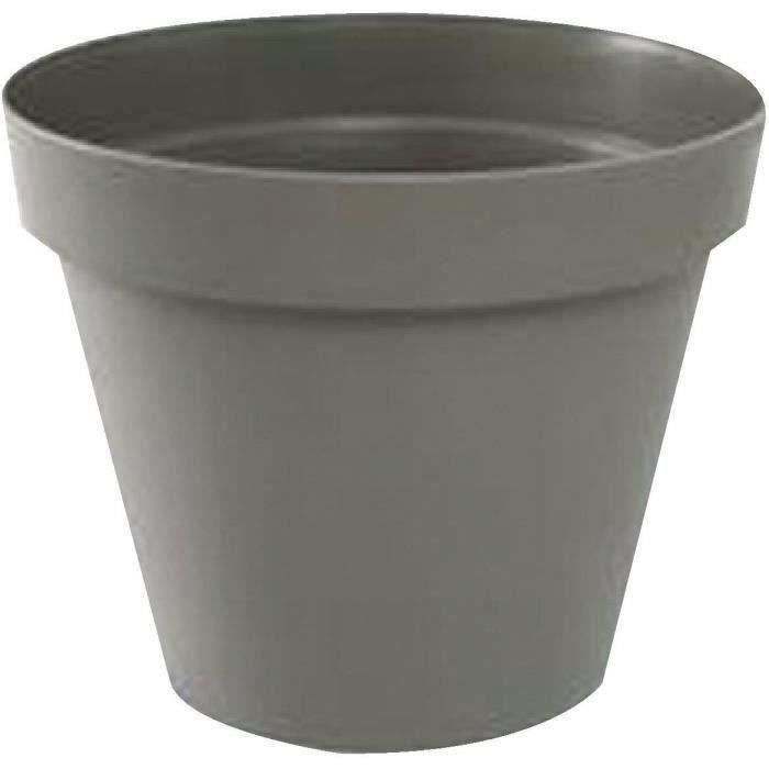 Pot de fleur rond Toscane - EDA PLASTIQUE - Ø 30 x H 26 cm - 10 L - Taupe EDA PLASTIQUE