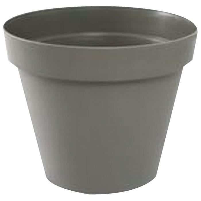 Pot de fleur rond Toscane - EDA PLASTIQUE - Ø 30 x H 26 cm - 10 L - Taupe EDA PLASTIQUE