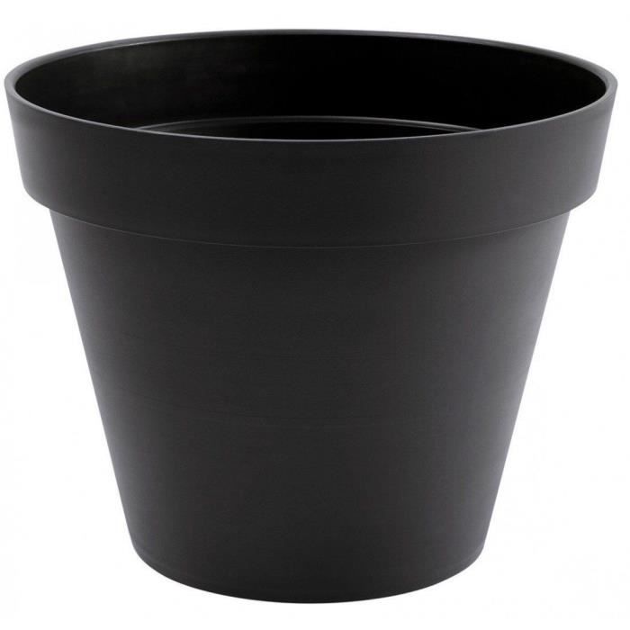 Pot de fleur rond Toscane - EDA PLASTIQUE - Ø 48 x H 40 cm - 43 L - Gris anthracite EDA PLASTIQUE