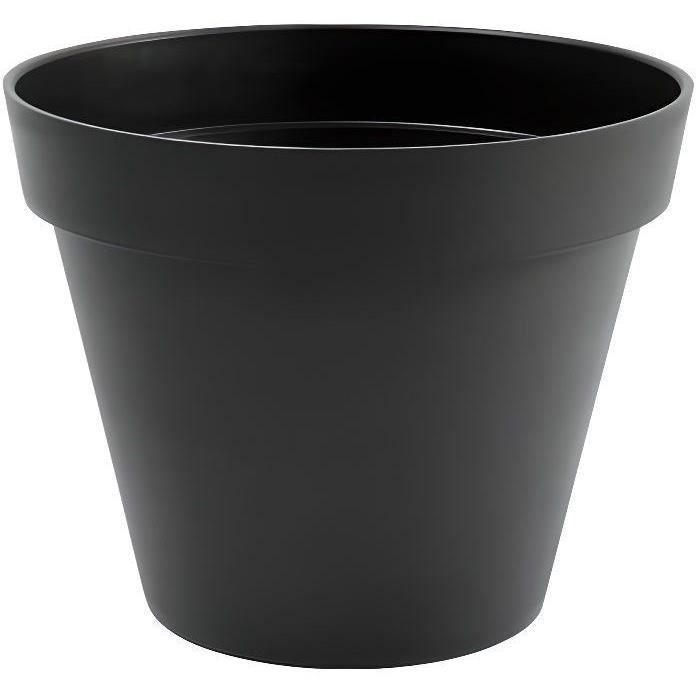 Pot de fleur rond Toscane - EDA PLASTIQUE - Ø 48 x H 40 cm - 43 L - Gris anthracite EDA PLASTIQUE