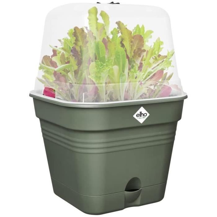 Pot De Fleurs Carré GREEN BASICS - Plastique - Réservoir - Ø20 - Leaf Green ELHO