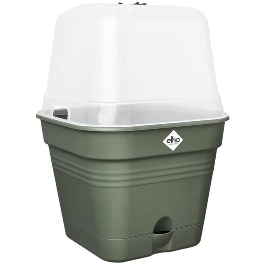 Pot De Fleurs Carré GREEN BASICS - Plastique - Réservoir - Ø20 - Leaf Green ELHO