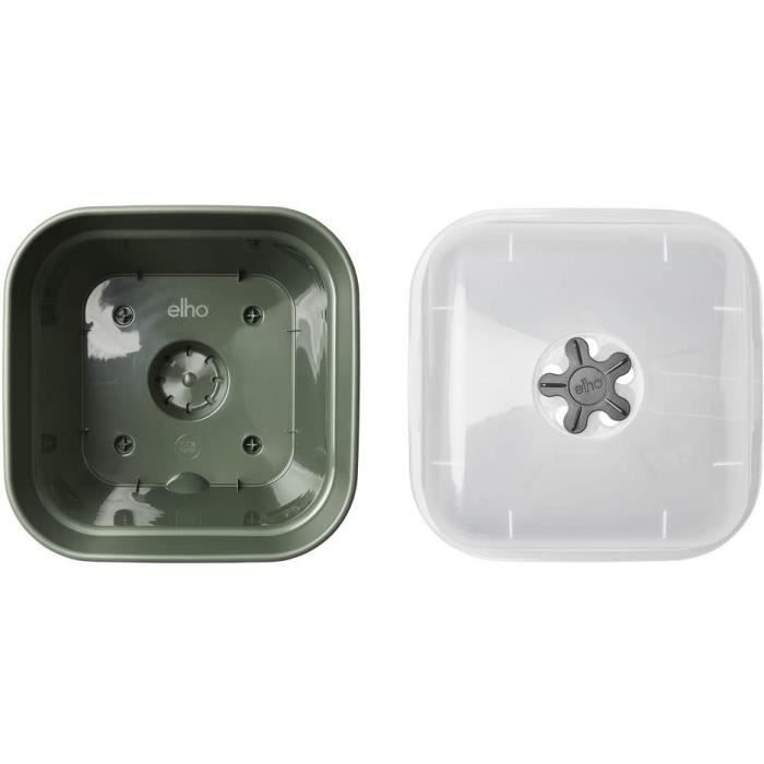 Pot De Fleurs Carré GREEN BASICS - Plastique - Réservoir - Ø20 - Leaf Green ELHO