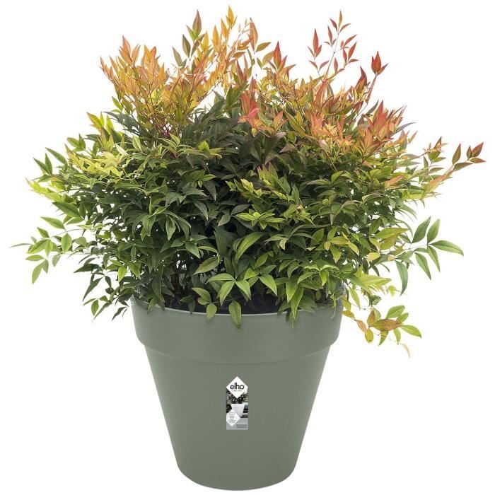 Pot De Fleurs Rond LOFT URBAN - Plastique - Percé - Réservoir - Avec roulettes - Ø40 - Vert ELHO