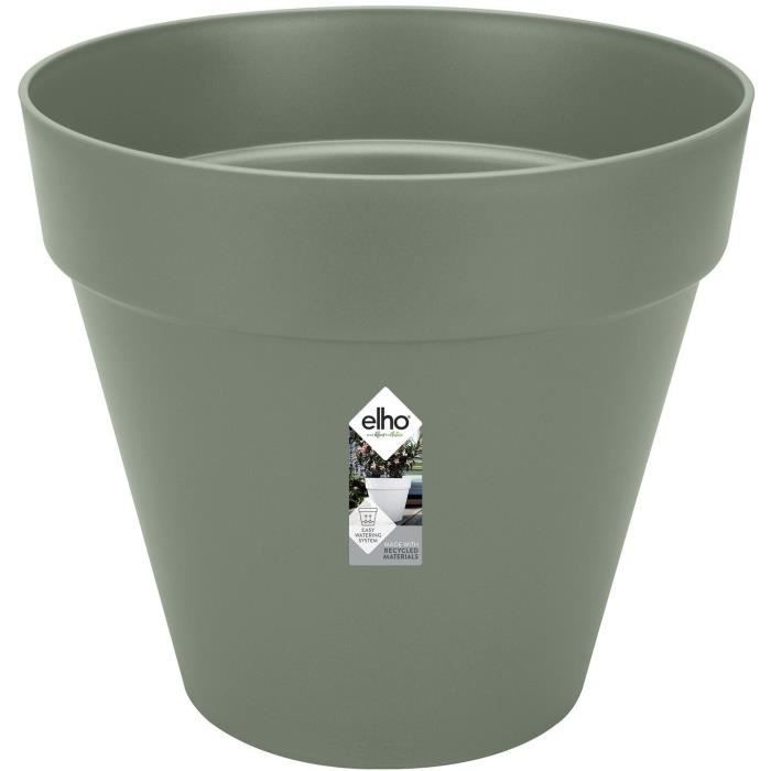 Pot De Fleurs Rond LOFT URBAN - Plastique - Percé - Réservoir - Avec roulettes - Ø40 - Vert ELHO